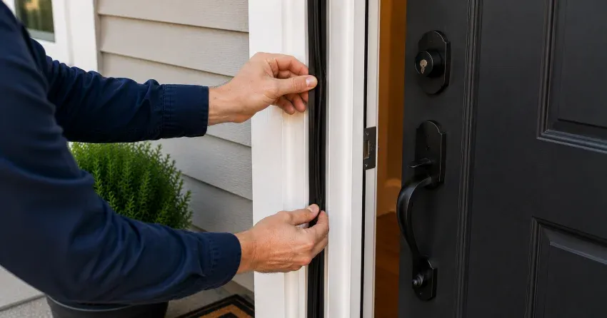 technician performing light test on door seal in Wyldewood Cove, Collingwood