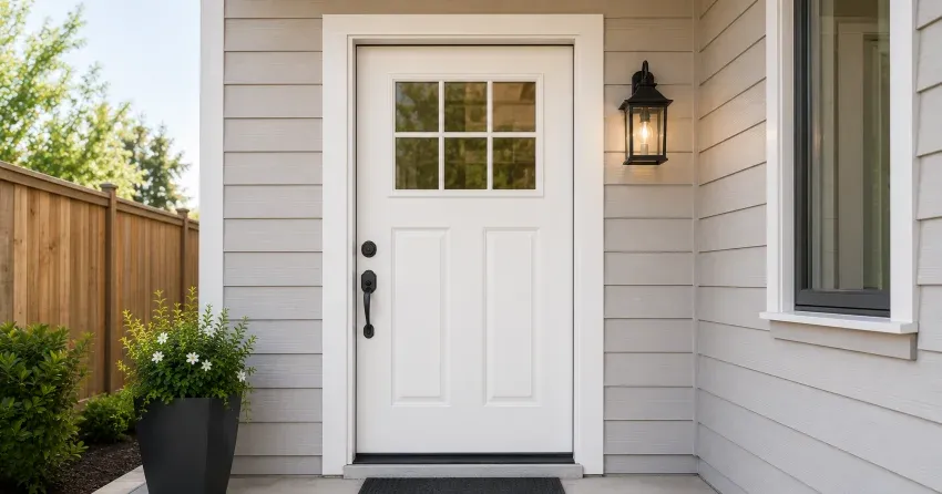 technician installing exterior door frame in Blue Shores, Collingwood
