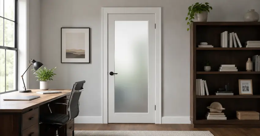 frosted interior door installed in home office in Collingwood