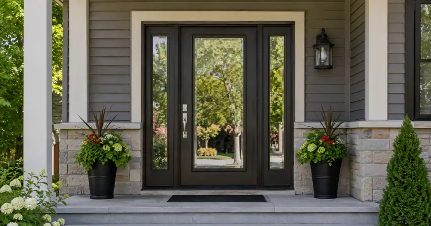 glass entry door with sidelights on a home in Lighthouse Point, Collingwood