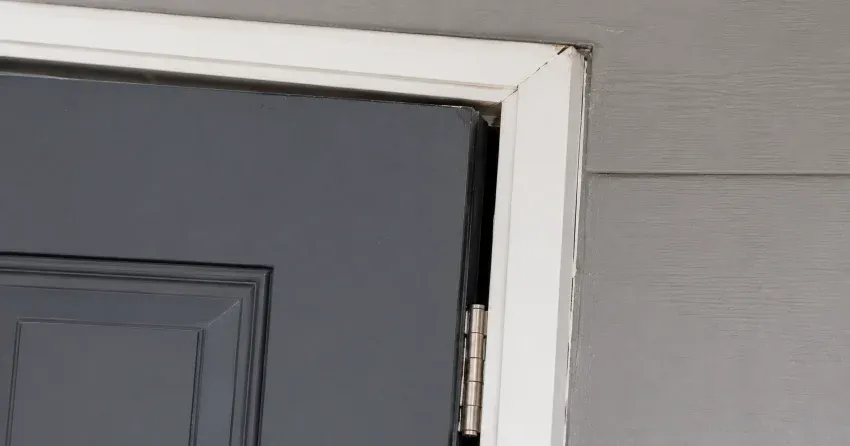 technician tightening a loose door hinge in Dockside Village, Collingwood